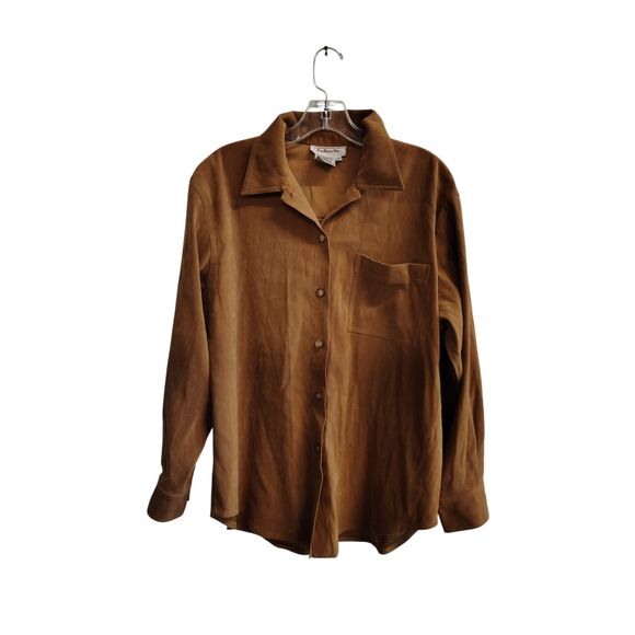 Talbots Women's Small Faux Suede Button Up Tan Shirt Blouse - Picture 1 of 6